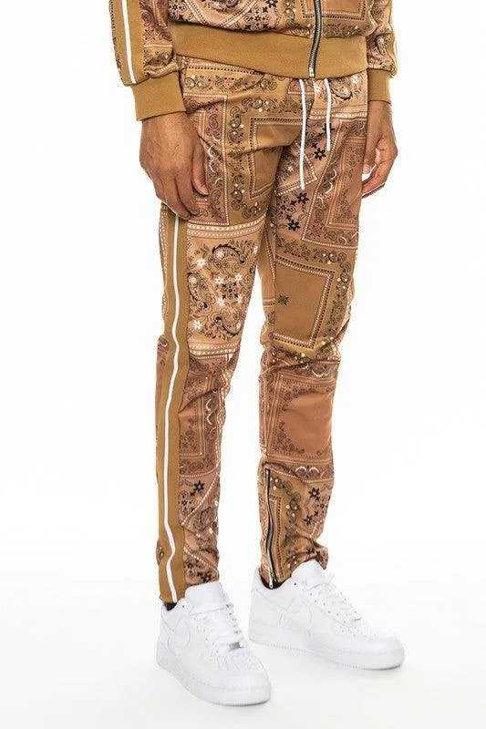 Mens Paisley Bandana Print Track Pants
