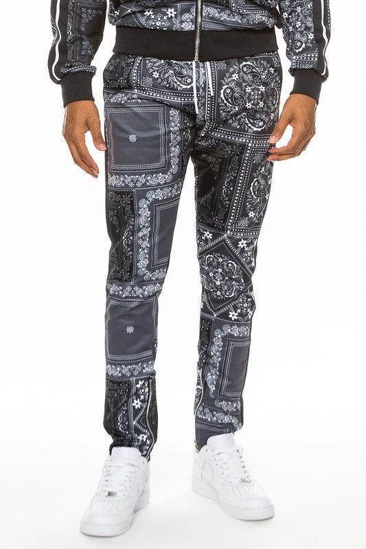 Mens Paisley Bandana Print Track Pants