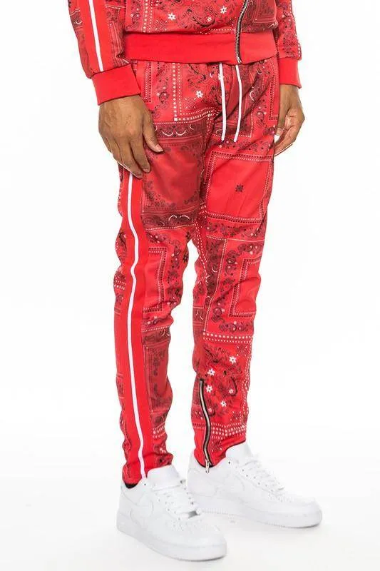Mens Paisley Bandana Print Track Pants