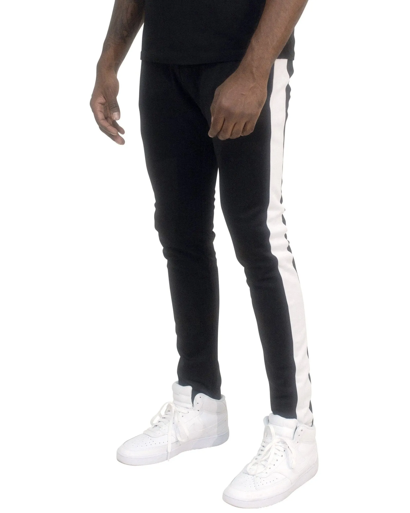 Men's Two-Tone Athletic Track Pants – Slim Fit Joggers with Side Stripes
