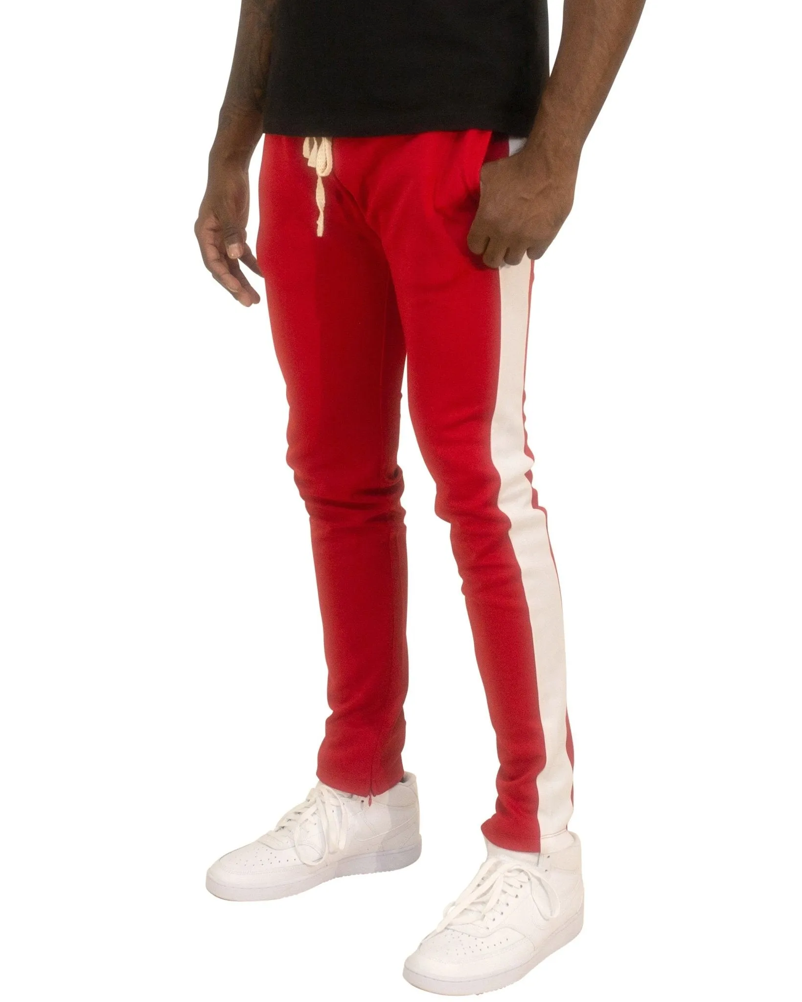 Men's Two-Tone Athletic Track Pants – Slim Fit Joggers with Side Stripes