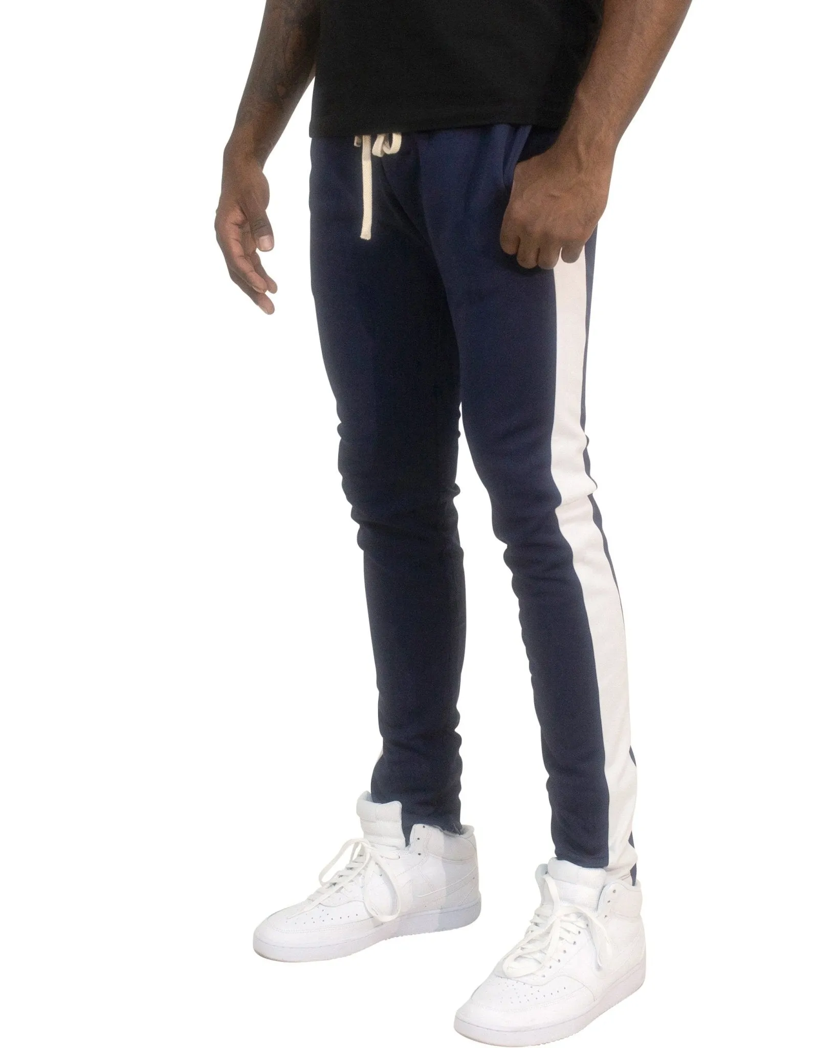 Men's Two-Tone Athletic Track Pants – Slim Fit Joggers with Side Stripes
