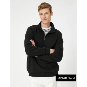 (Minor Fault) Black Half Zip Sweatshirt