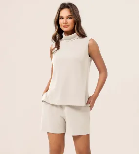 Modal Soft Casual Sleeveless Turtleneck Pullover Tops