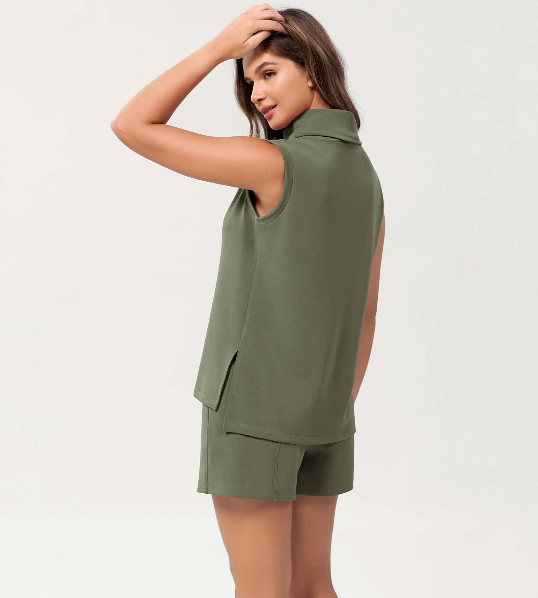 Modal Soft Casual Sleeveless Turtleneck Pullover Tops