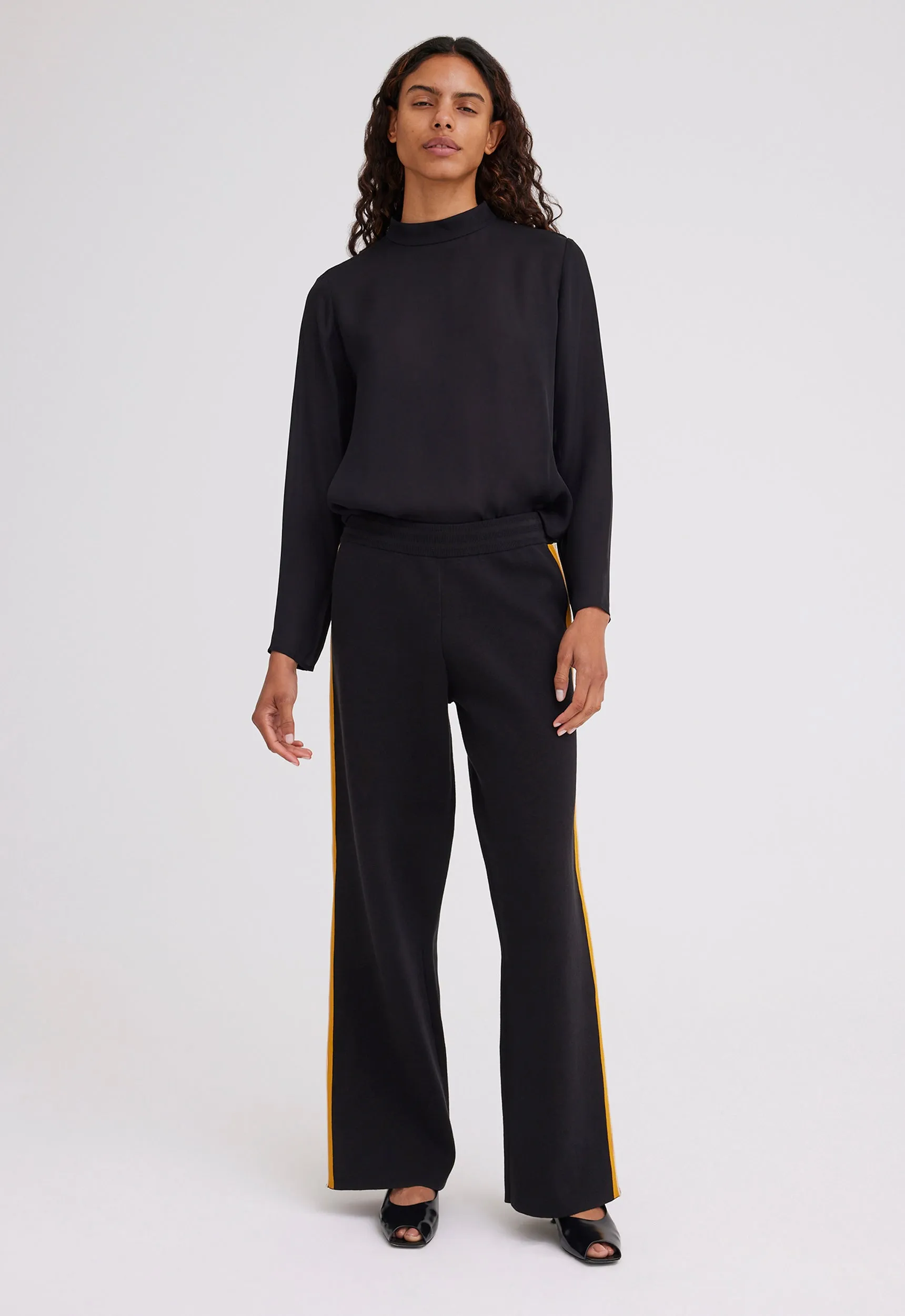 NAGNATA Side Snap Track Pant - Black/Turmeric