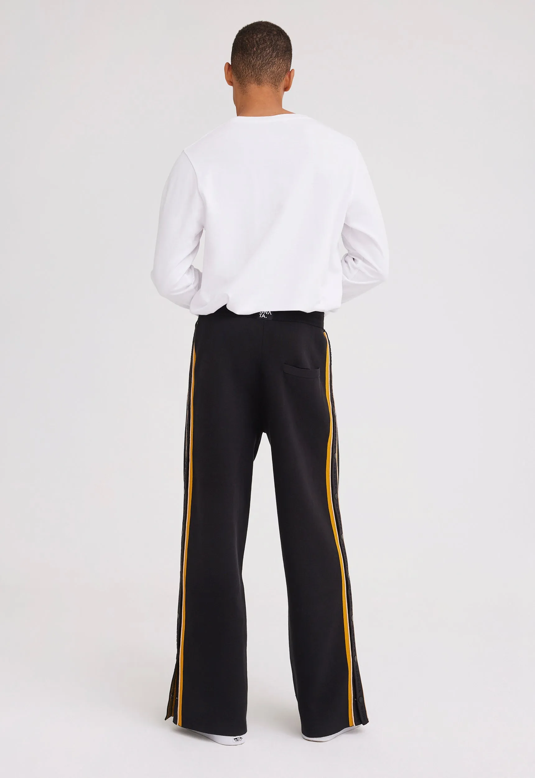 NAGNATA Side Snap Track Pant - Black/Turmeric