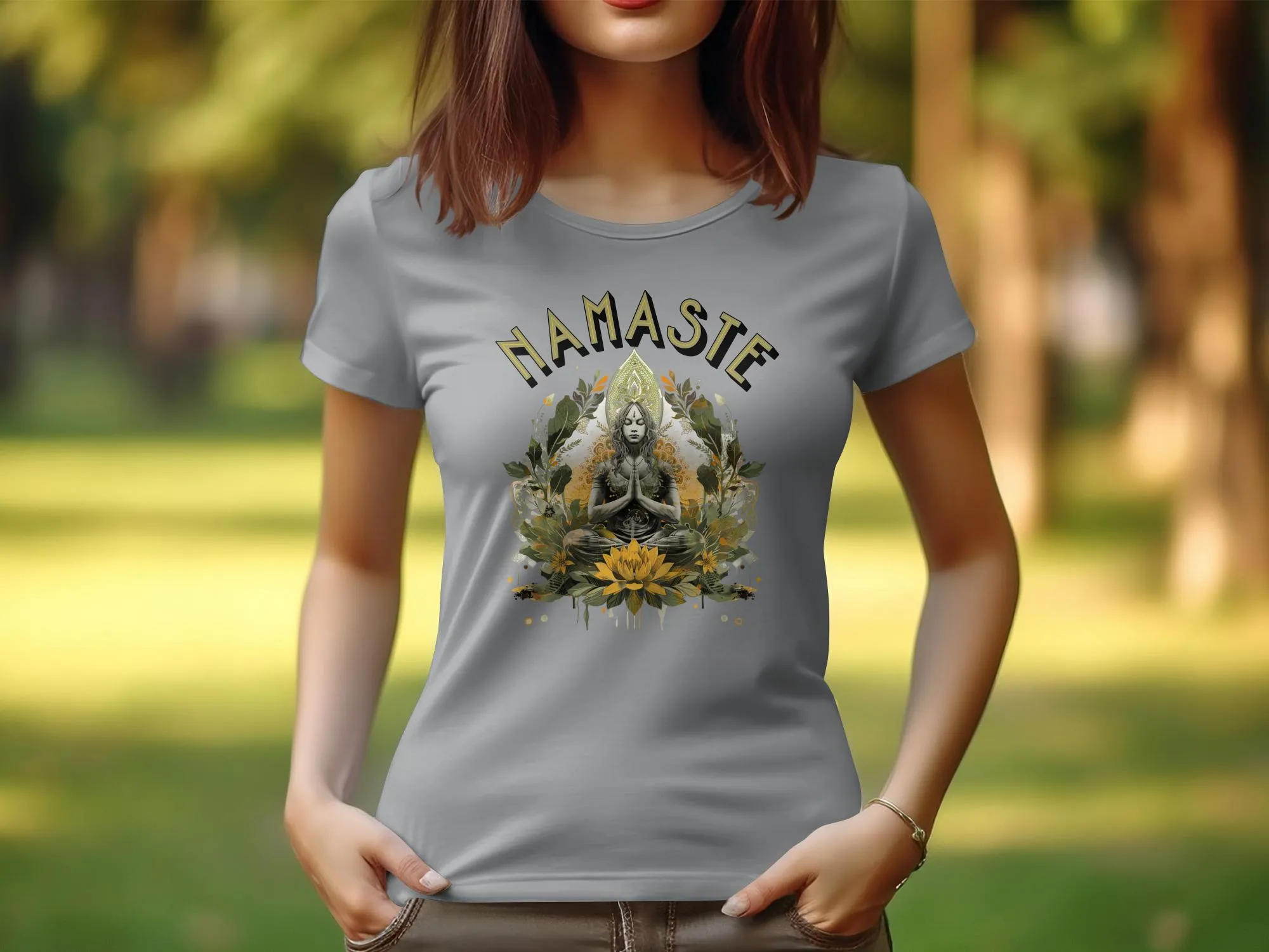 Namaste Yoga Design T Shirt for Women, Zen Tee, Mindfulness Top, Meditation Shirt for Ladies, Peaceful Yoga Graphic Tee #6