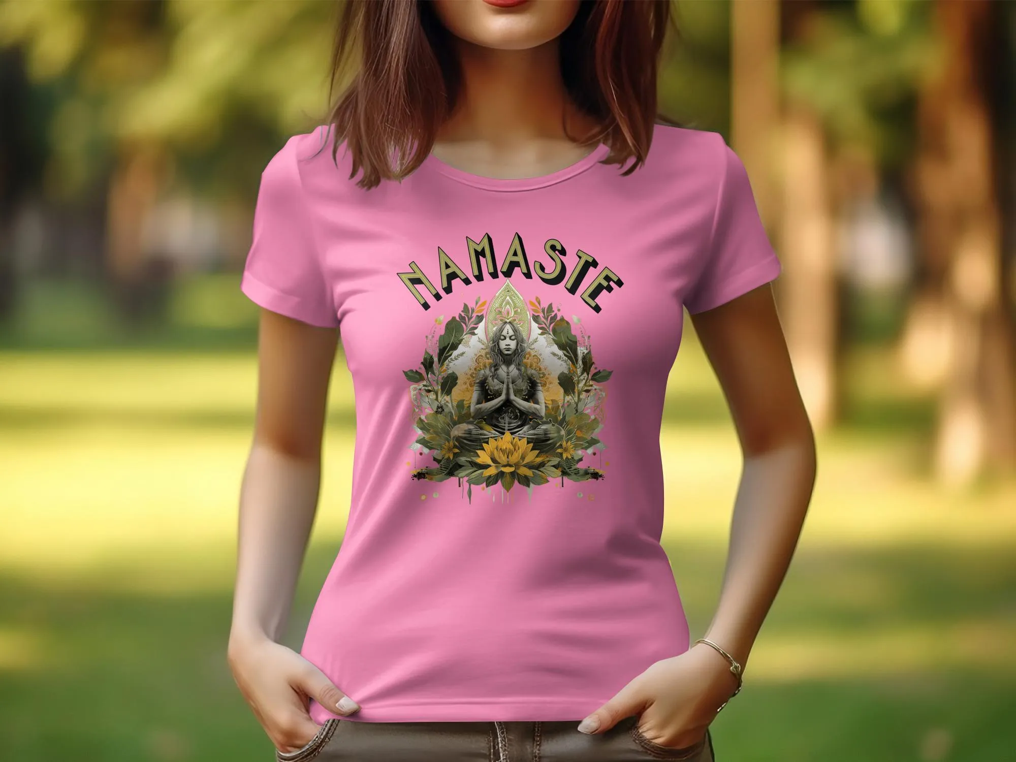 Namaste Yoga Design T Shirt for Women, Zen Tee, Mindfulness Top, Meditation Shirt for Ladies, Peaceful Yoga Graphic Tee #6