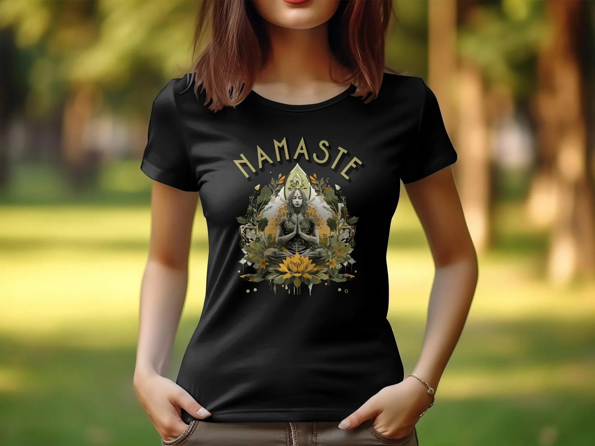 Namaste Yoga Design T Shirt for Women, Zen Tee, Mindfulness Top, Meditation Shirt for Ladies, Peaceful Yoga Graphic Tee #6