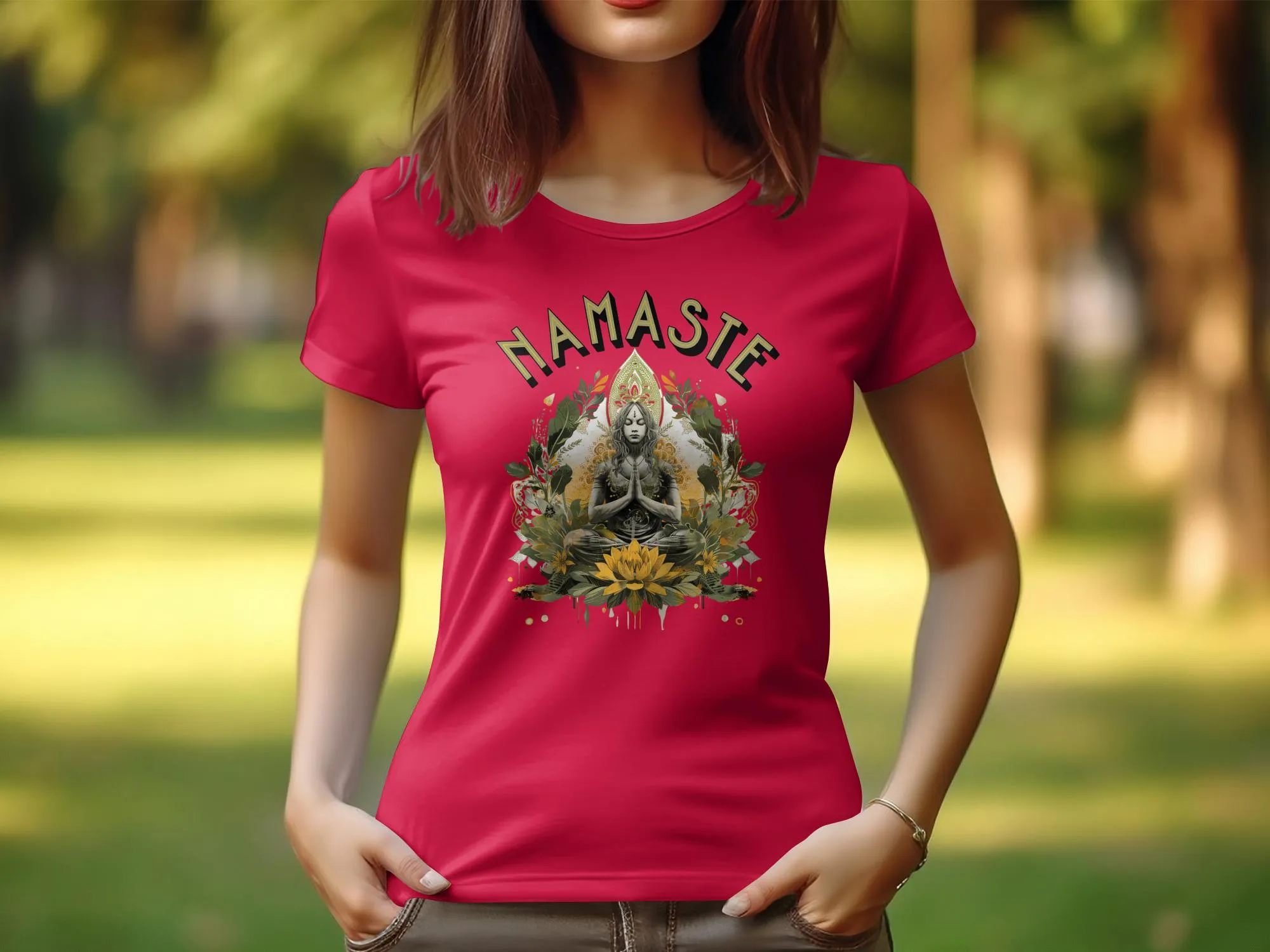 Namaste Yoga Design T Shirt for Women, Zen Tee, Mindfulness Top, Meditation Shirt for Ladies, Peaceful Yoga Graphic Tee #6