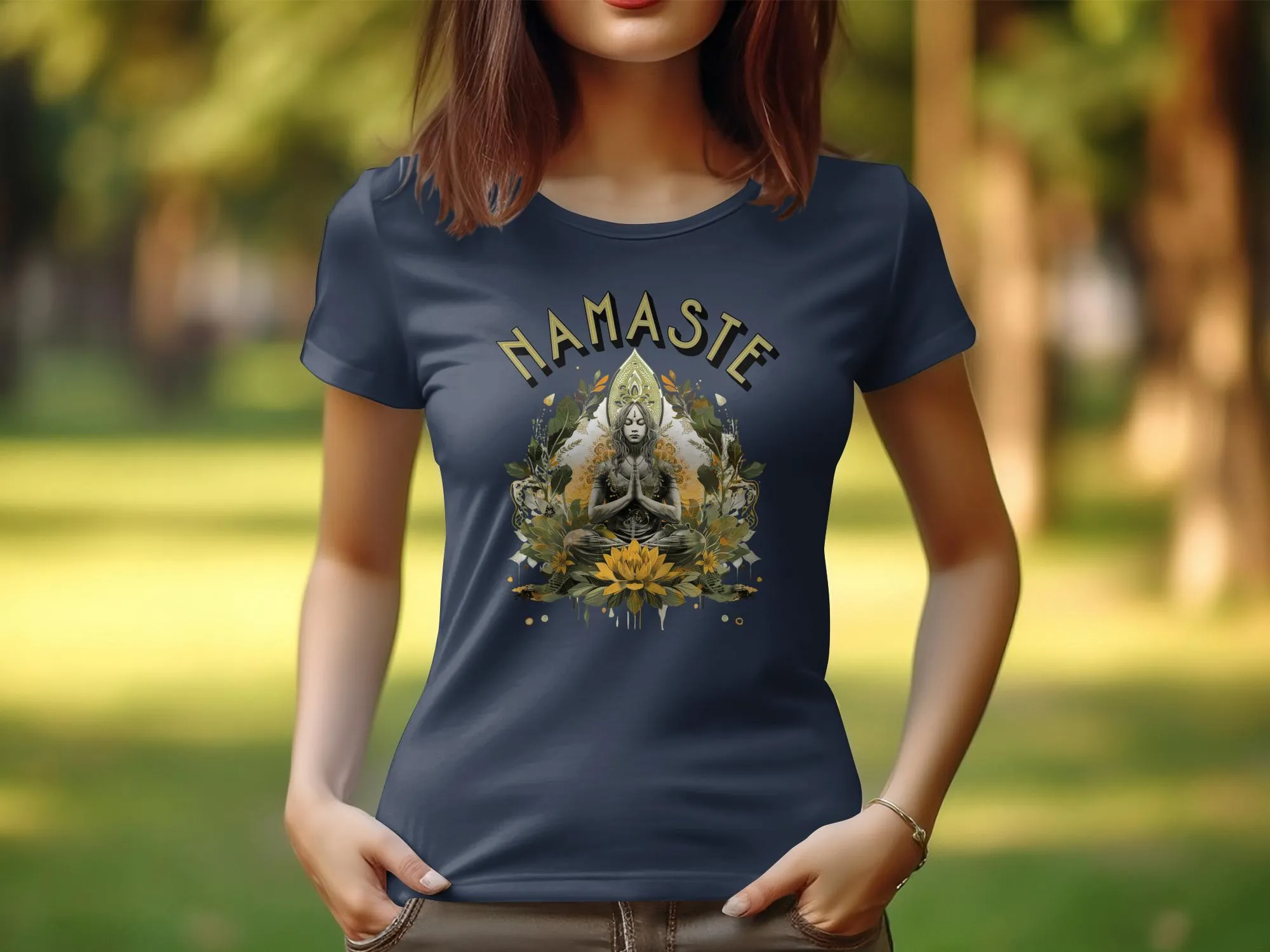 Namaste Yoga Design T Shirt for Women, Zen Tee, Mindfulness Top, Meditation Shirt for Ladies, Peaceful Yoga Graphic Tee #6