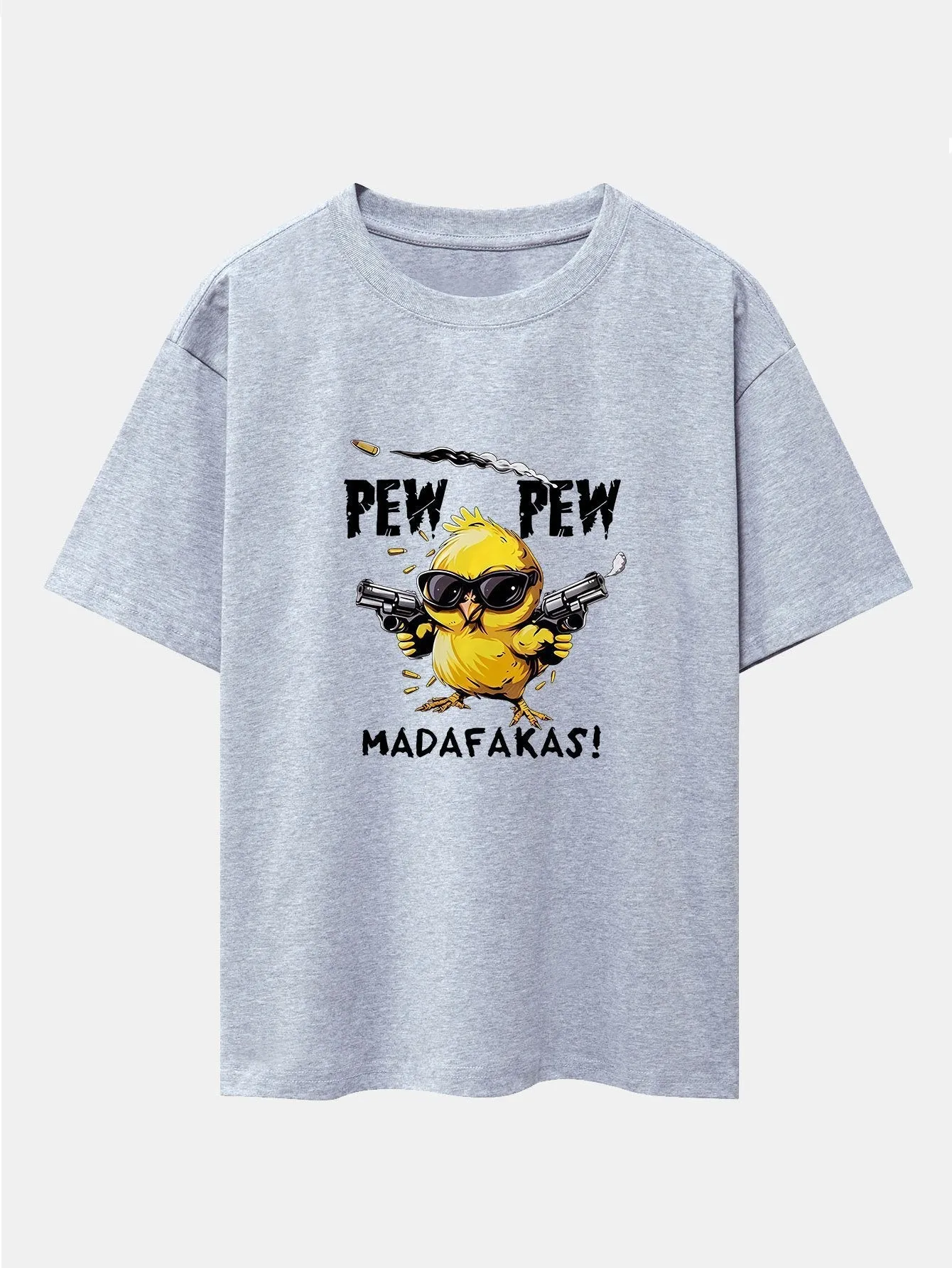 PEW PEW MADAFAKAS Chicken Print Drop Shoulder Oversize T-Shirt