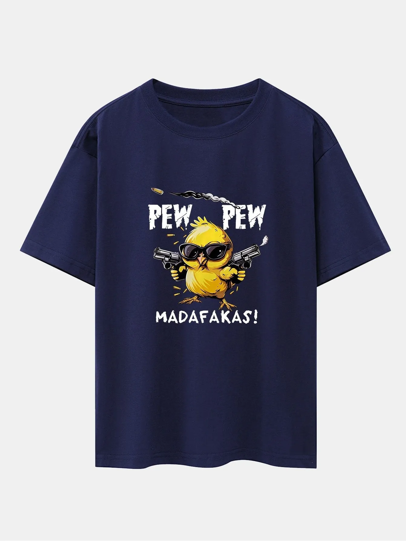 PEW PEW MADAFAKAS Chicken Print Drop Shoulder Oversize T-Shirt