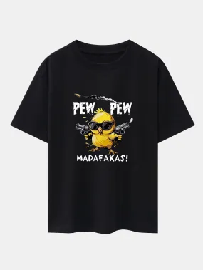 PEW PEW MADAFAKAS Chicken Print Drop Shoulder Oversize T-Shirt