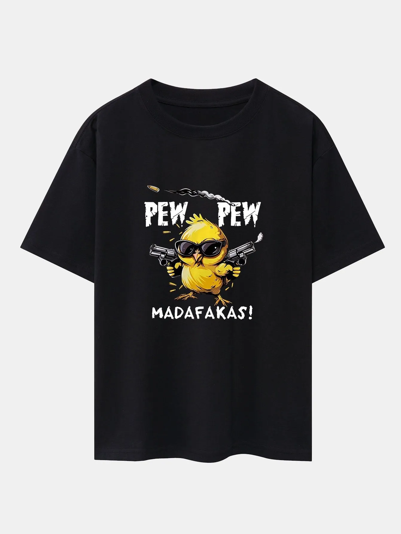 PEW PEW MADAFAKAS Chicken Print Drop Shoulder Oversize T-Shirt