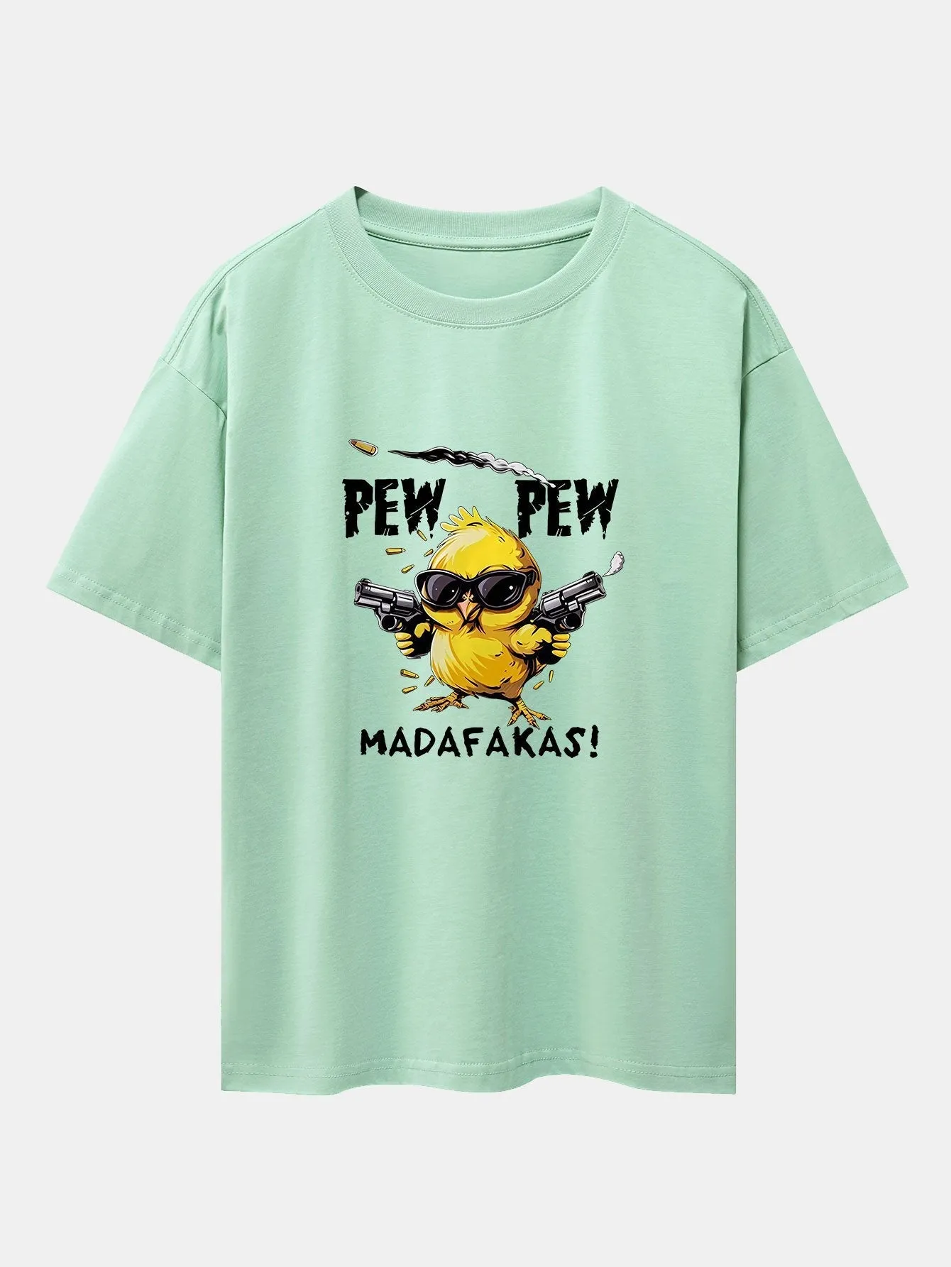 PEW PEW MADAFAKAS Chicken Print Drop Shoulder Oversize T-Shirt
