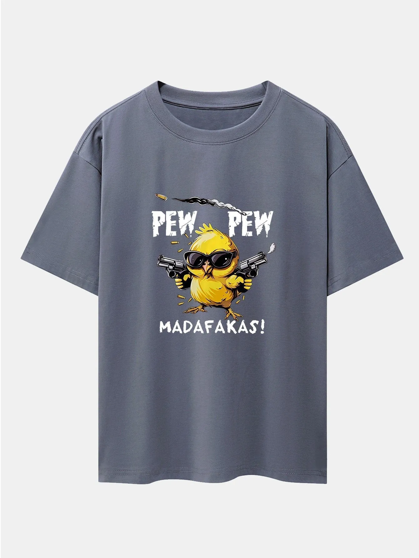 PEW PEW MADAFAKAS Chicken Print Drop Shoulder Oversize T-Shirt
