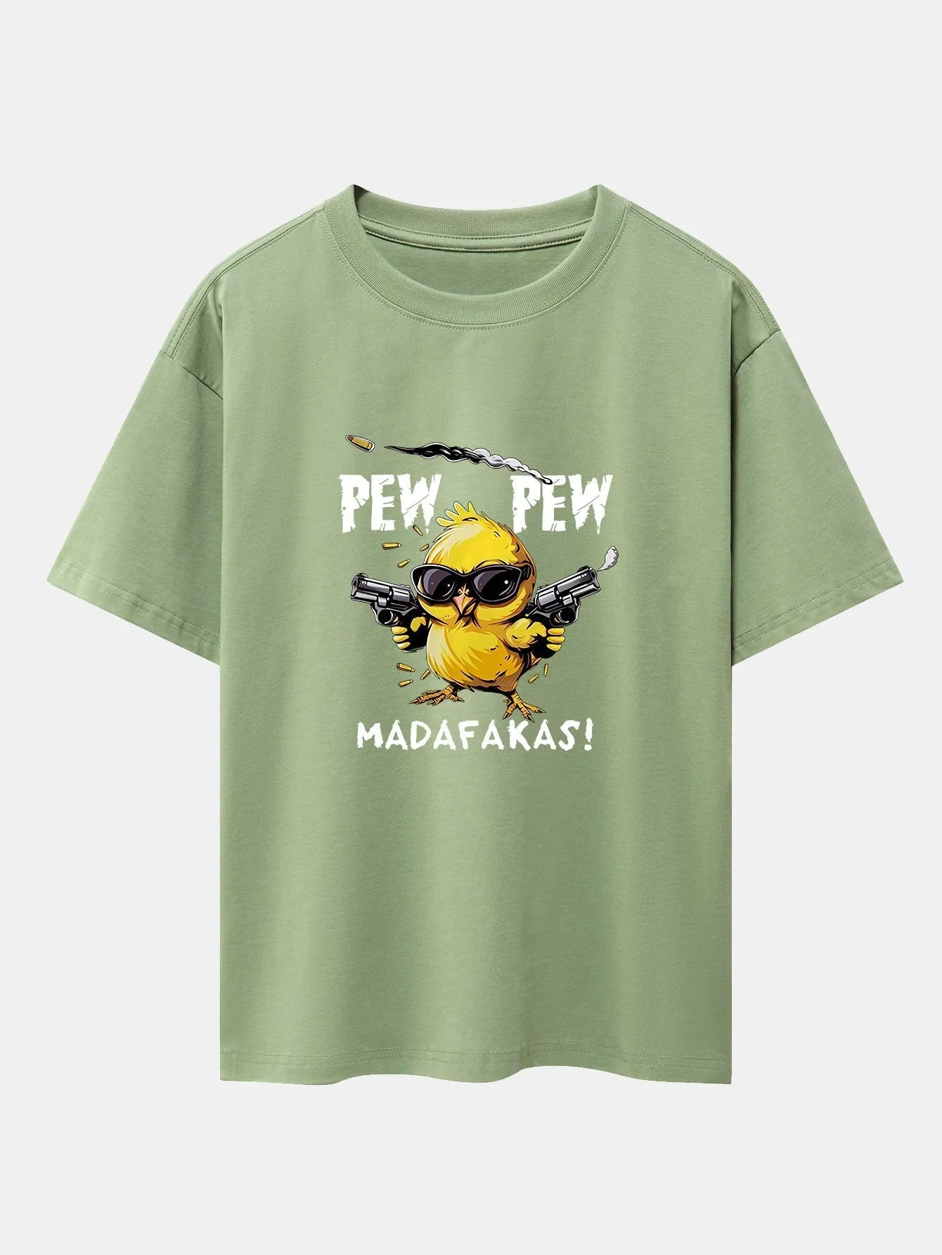 PEW PEW MADAFAKAS Chicken Print Drop Shoulder Oversize T-Shirt