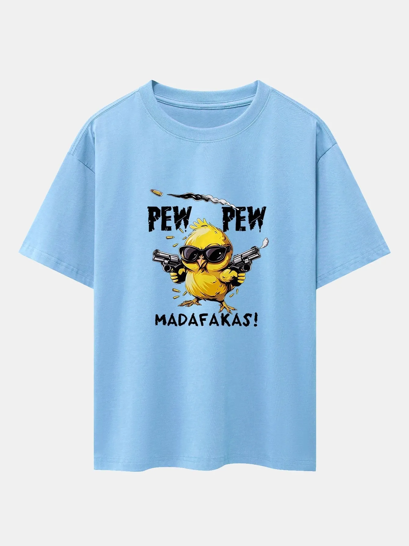 PEW PEW MADAFAKAS Chicken Print Drop Shoulder Oversize T-Shirt