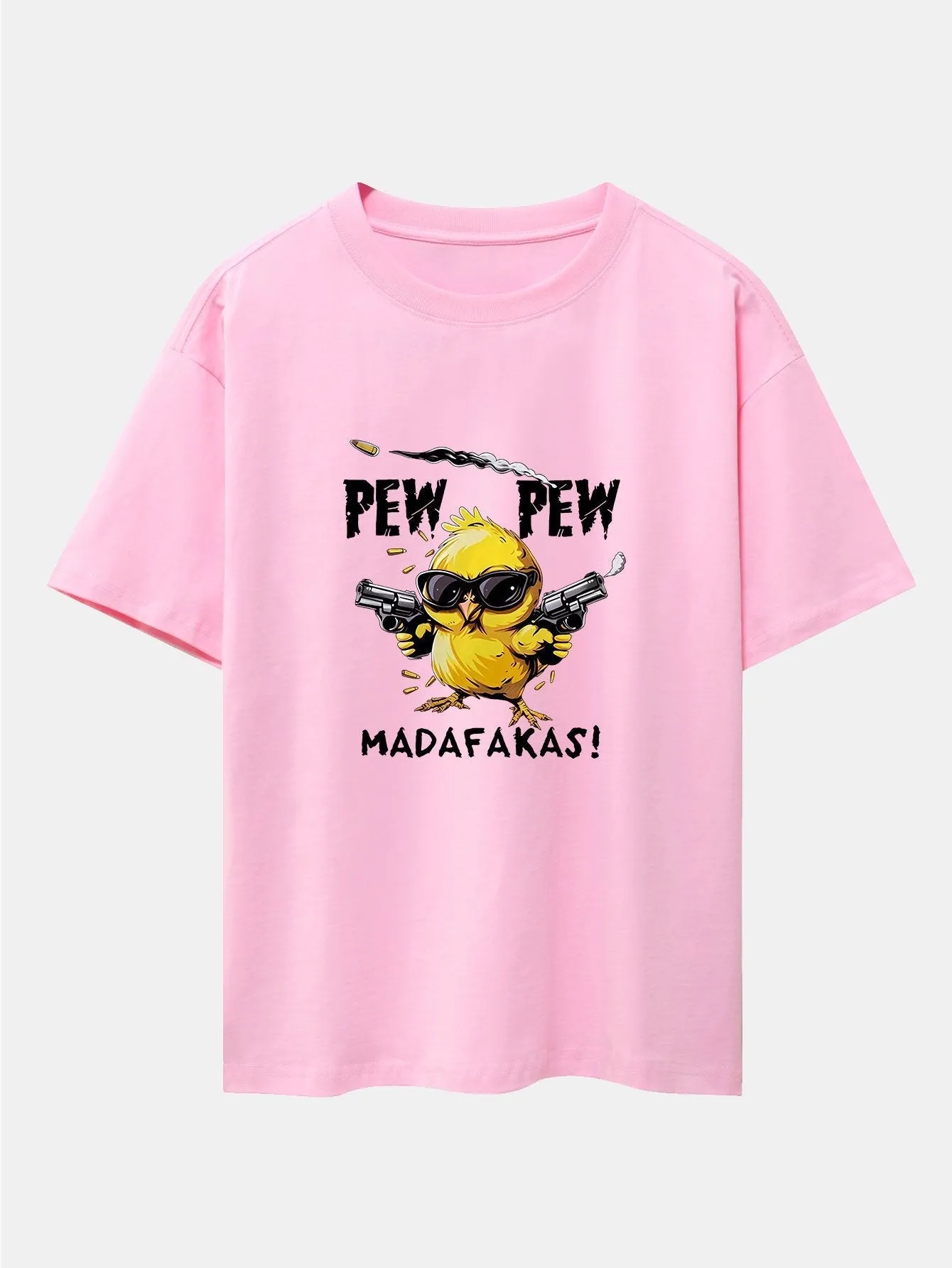 PEW PEW MADAFAKAS Chicken Print Drop Shoulder Oversize T-Shirt