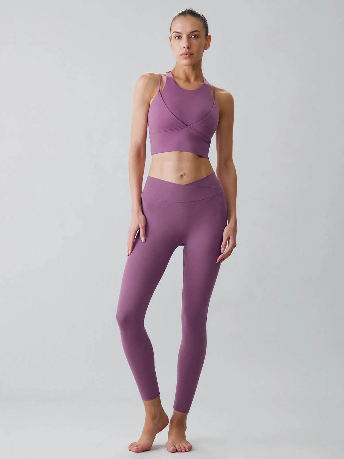 Purple Round Neck Sports Bra - Light Support