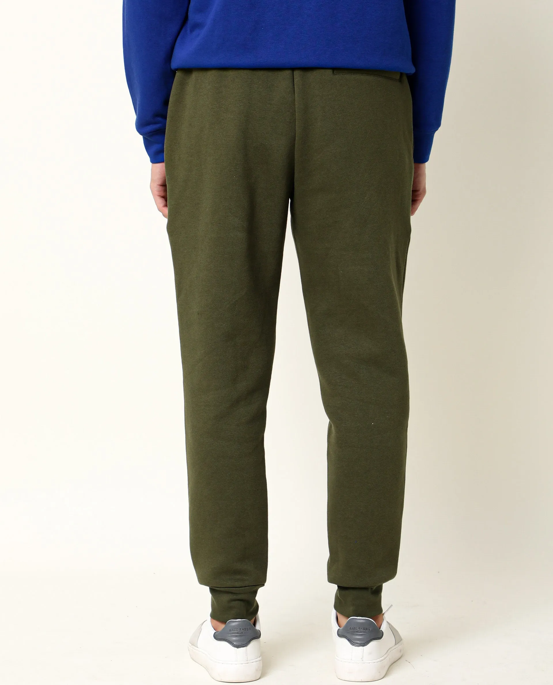 Rare Rabbit Men's Titan Light Green Cotton Polyester Fabric Relaxed Fit Mid Rise Knitted Track Pant