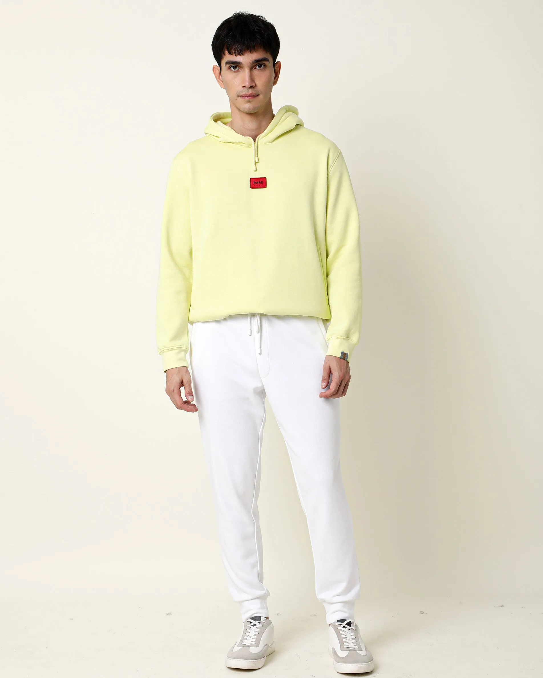 Rare Rabbit Men's Titan White Slim Fit Mid Rise Knitted Track Pant