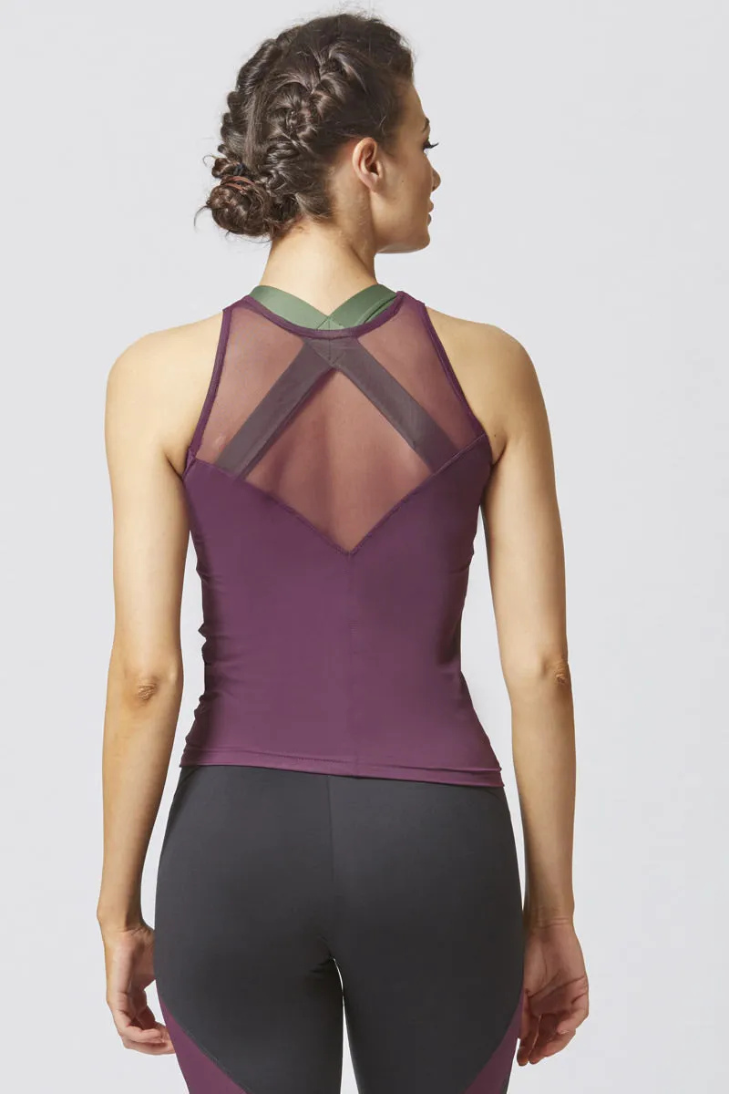 Reversible High Low Mesh Inset Workout Vest Purple