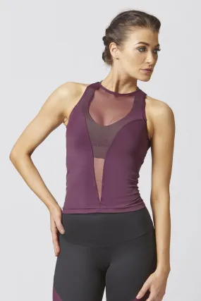 Reversible High Low Mesh Inset Workout Vest Purple