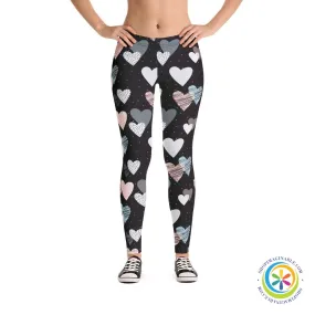 Scribble Hearts Full Length Leggings