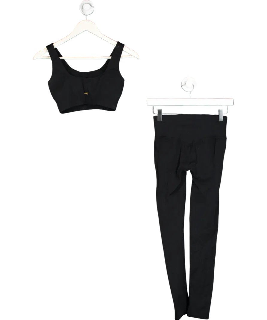 Sellise Black Ribbed Sports Bra And Leggings Set UK 6-8