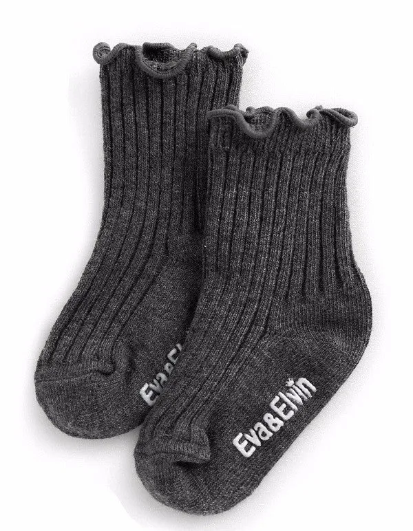ShaSha Charcoal Ruffle Socks