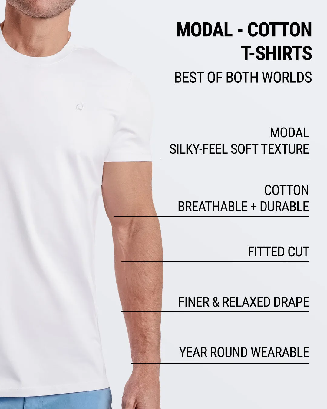 SOFT WHITE - Modal Cotton T-Shirt