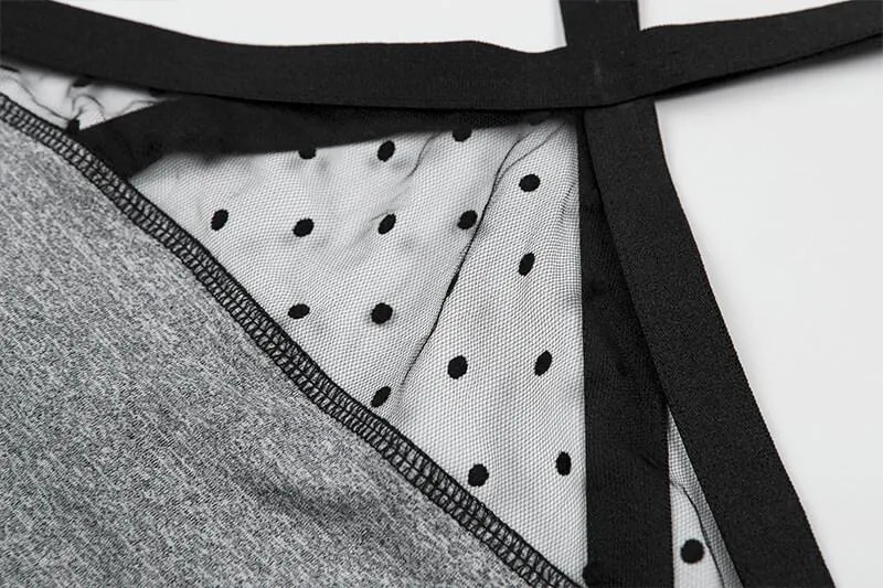 Sports Gray Mesh Patchwork Bodycon Skinny Two Pieces Set