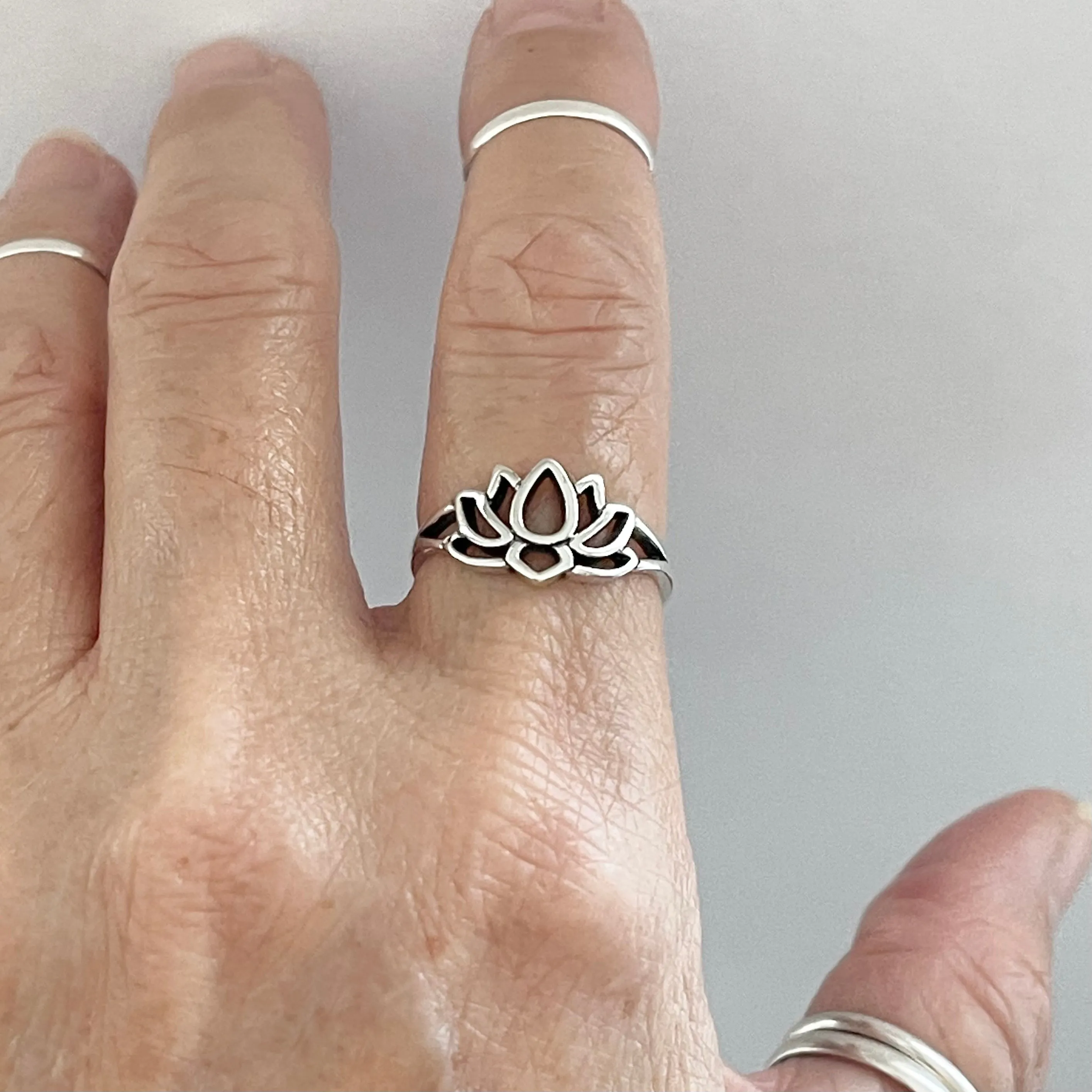 Sterling Silver Lotus Flower Ring, Lotus Ring, Yoga Ring, Silver Rings