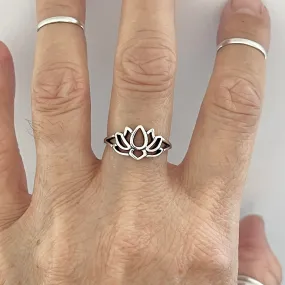 Sterling Silver Lotus Flower Ring, Lotus Ring, Yoga Ring, Silver Rings