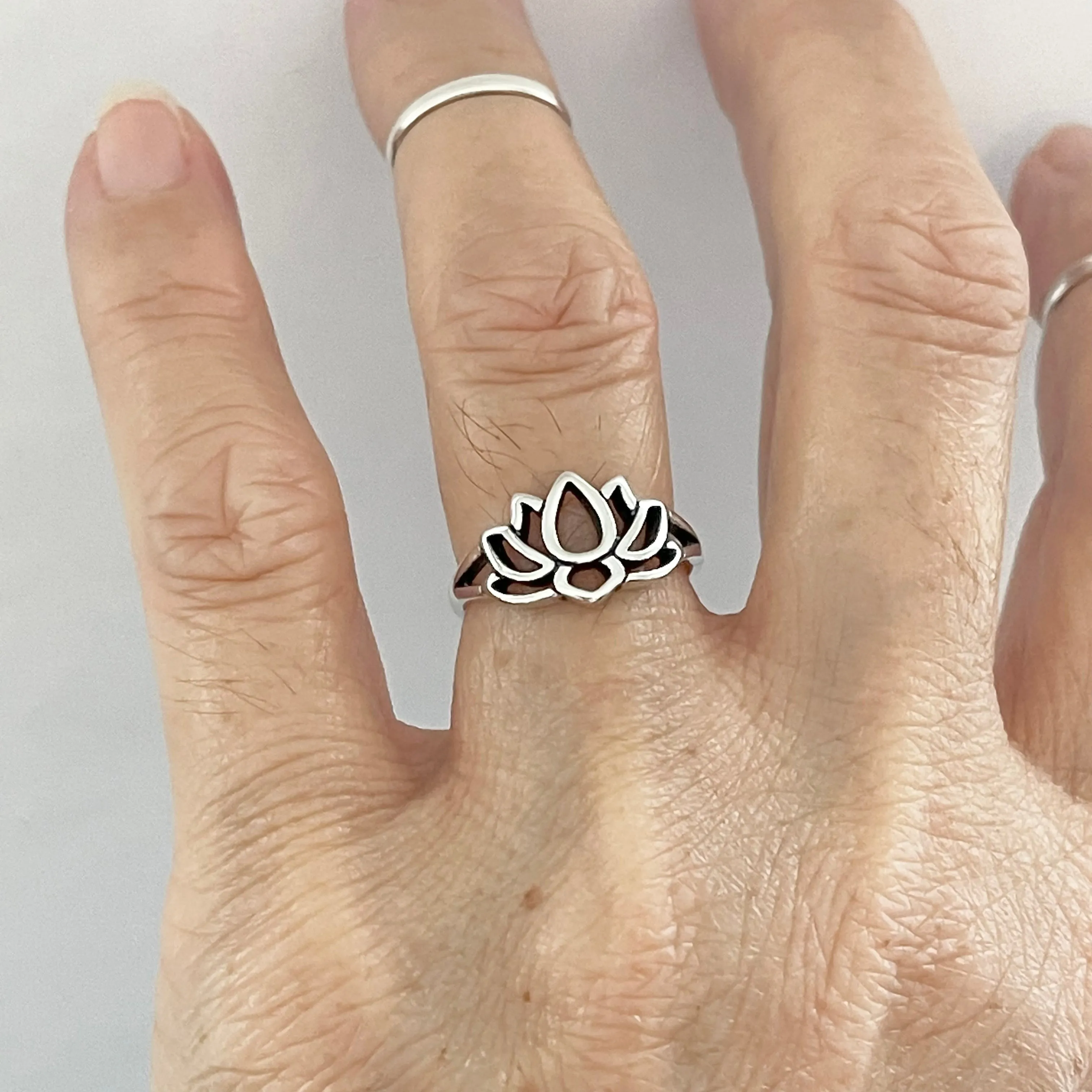 Sterling Silver Lotus Flower Ring, Lotus Ring, Yoga Ring, Silver Rings