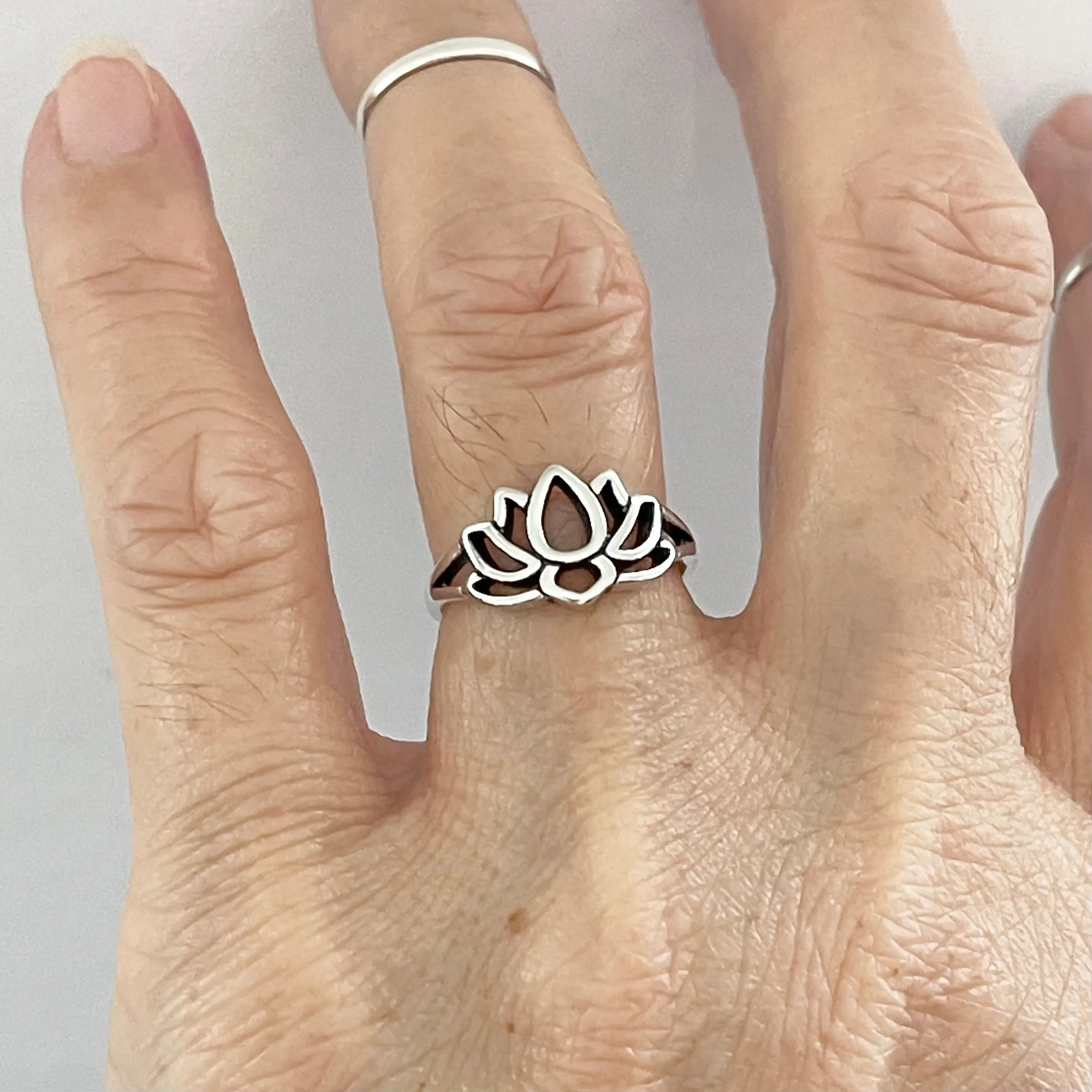 Sterling Silver Lotus Flower Ring, Lotus Ring, Yoga Ring, Silver Rings
