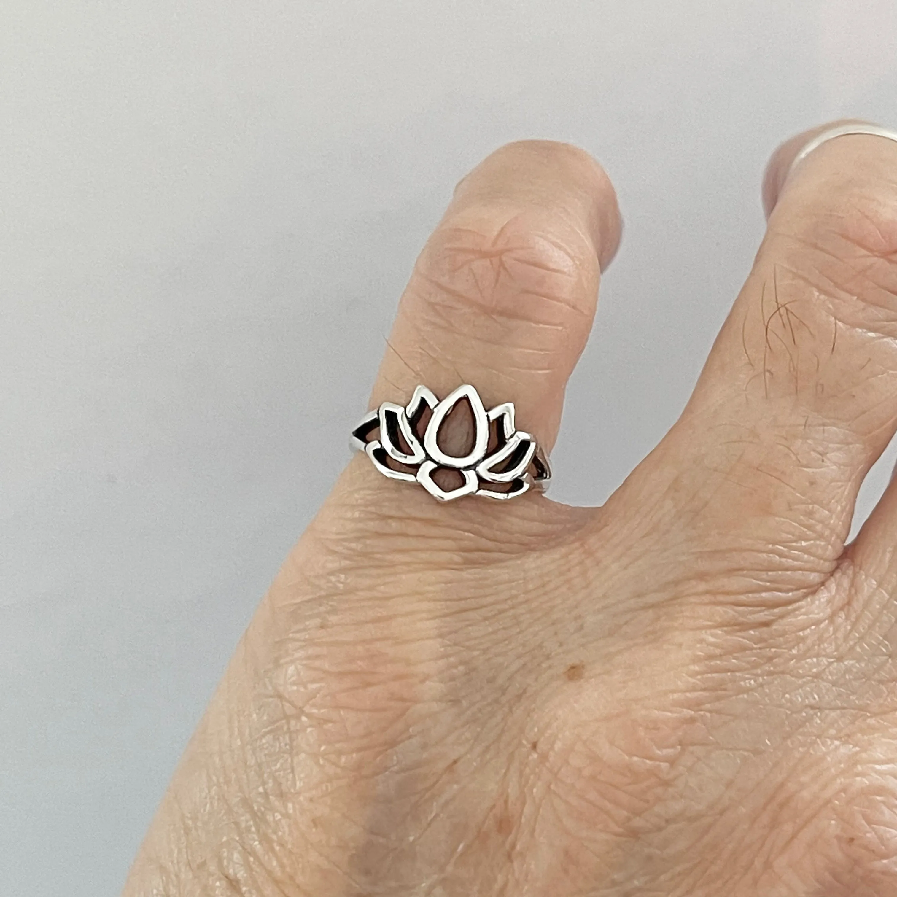 Sterling Silver Lotus Flower Ring, Lotus Ring, Yoga Ring, Silver Rings