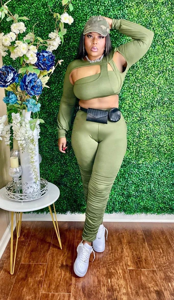 The "Cross Your Mind" Bandeau Crop Top Set