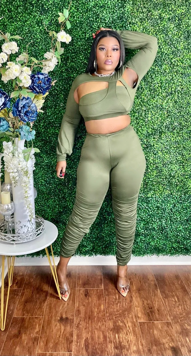 The "Cross Your Mind" Bandeau Crop Top Set
