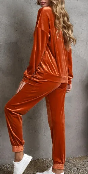 Velour Sweatpants & Sweatshirt Lounge Sets