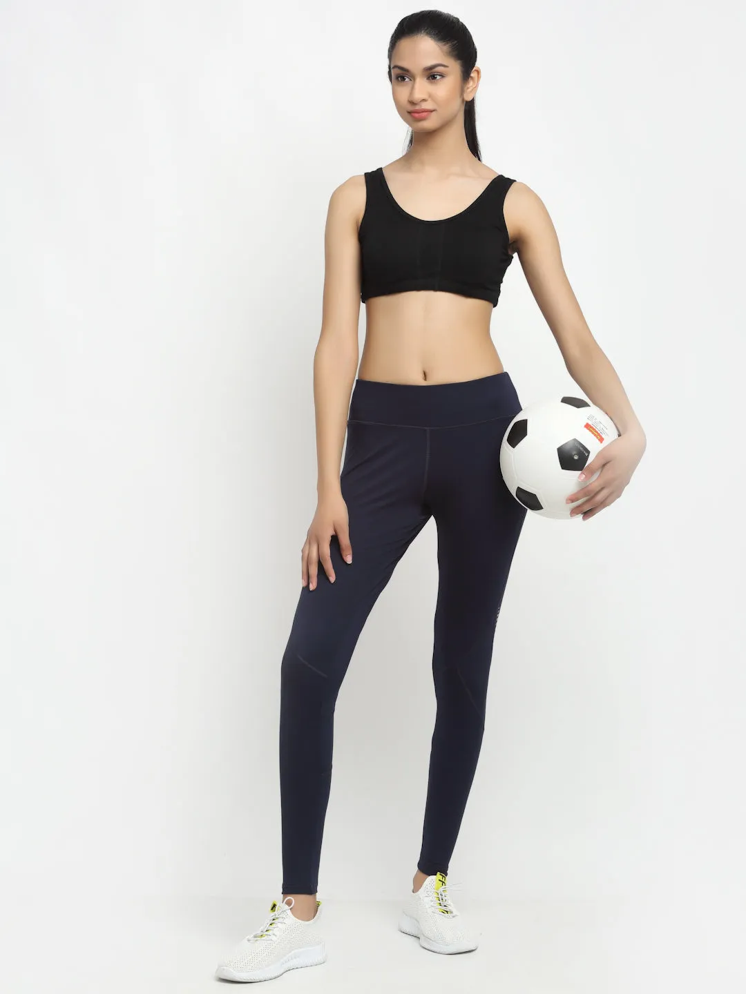 Women Navy Blue Solid Legging