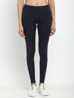 Women Navy Blue Solid Legging