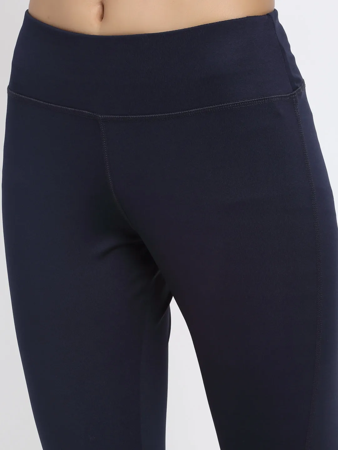 Women Navy Blue Solid Legging