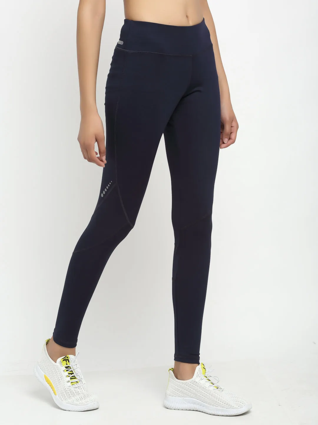 Women Navy Blue Solid Legging