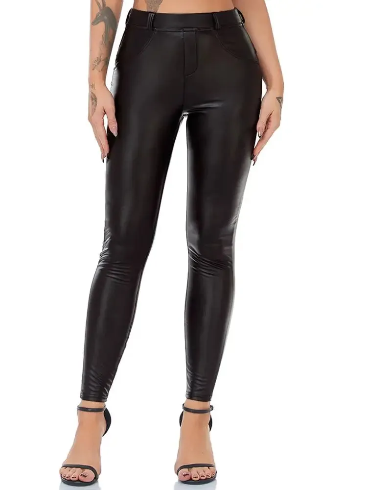Women Stretch Slim Sport Leather Legging