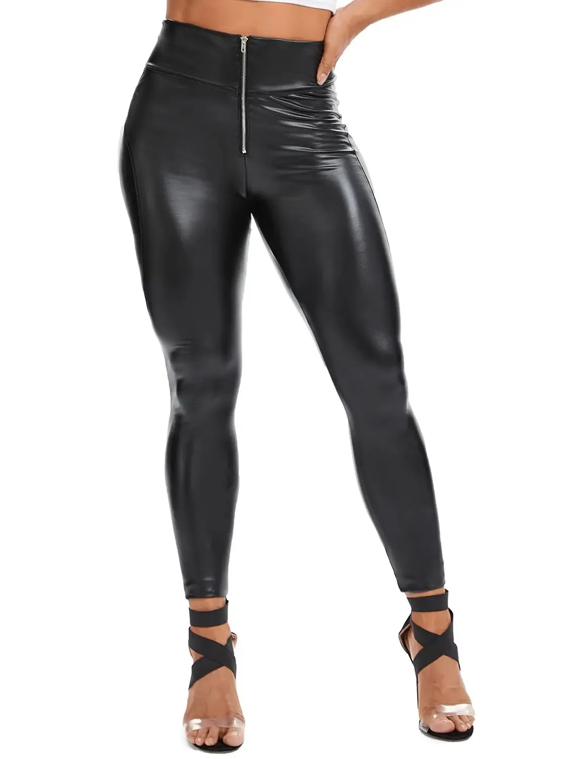 Women Stretch Slim Sport Leather Legging