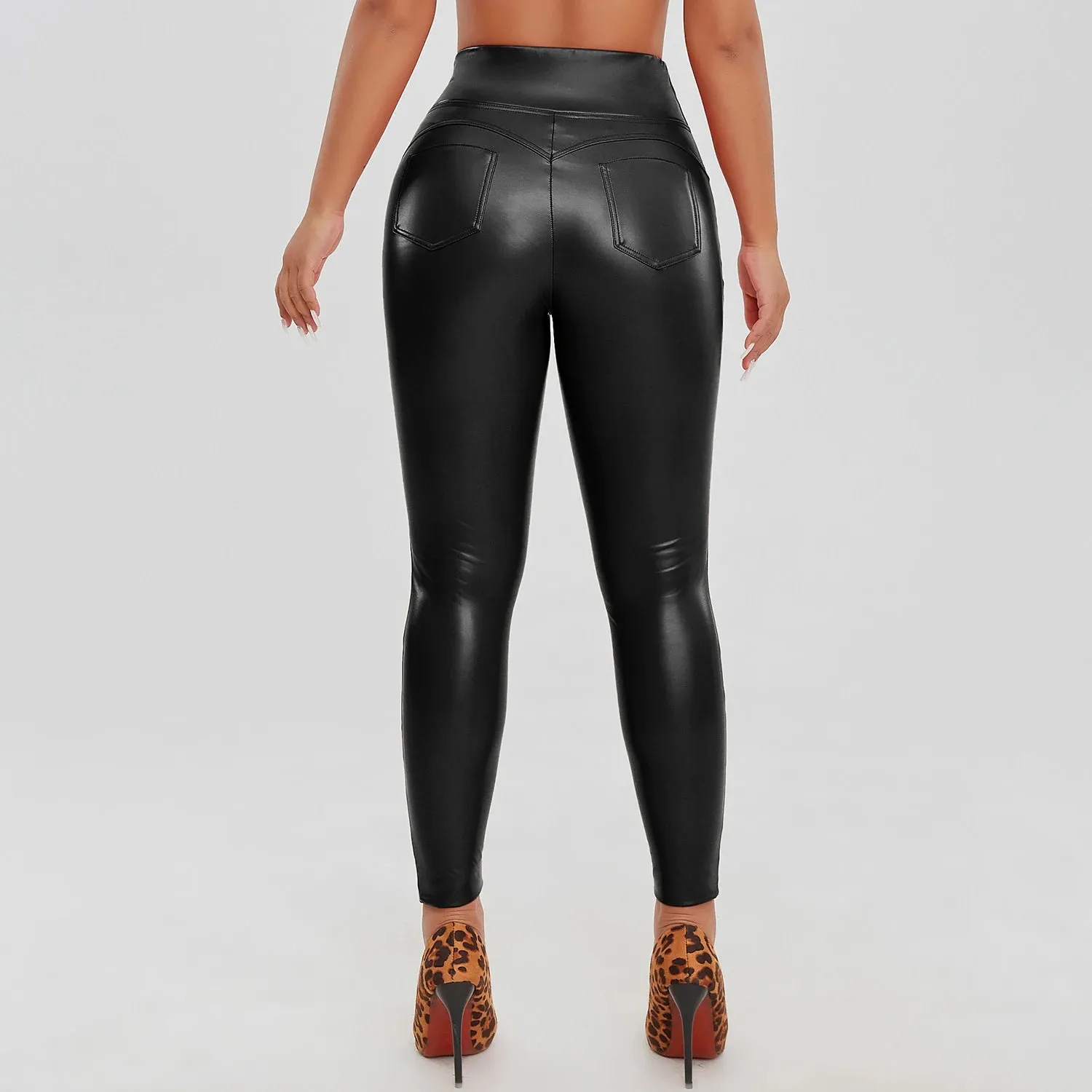 Women Stretch Slim Sport Leather Legging